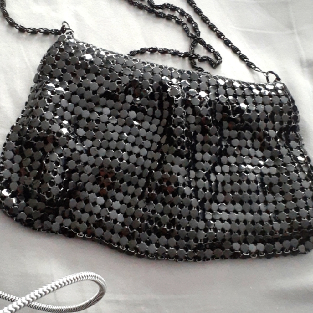 Sequin Evening Shoulder Bag, Zipper Pull Marked FDC